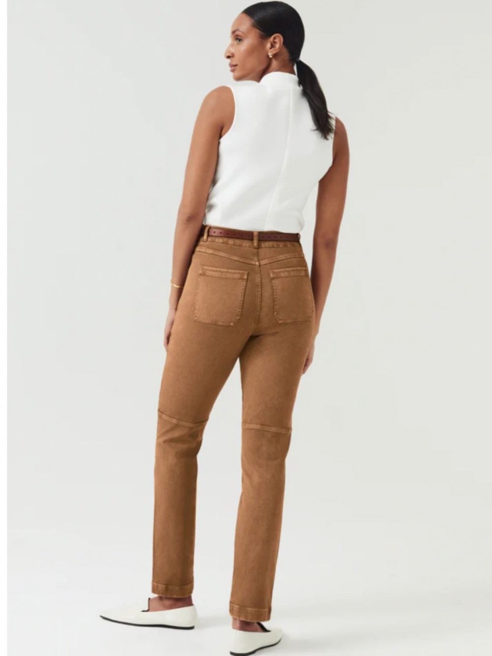 SPANX Stretch Twill Straight Leg Pants Women’s Small In Honey Glow - Picture 3 of 8